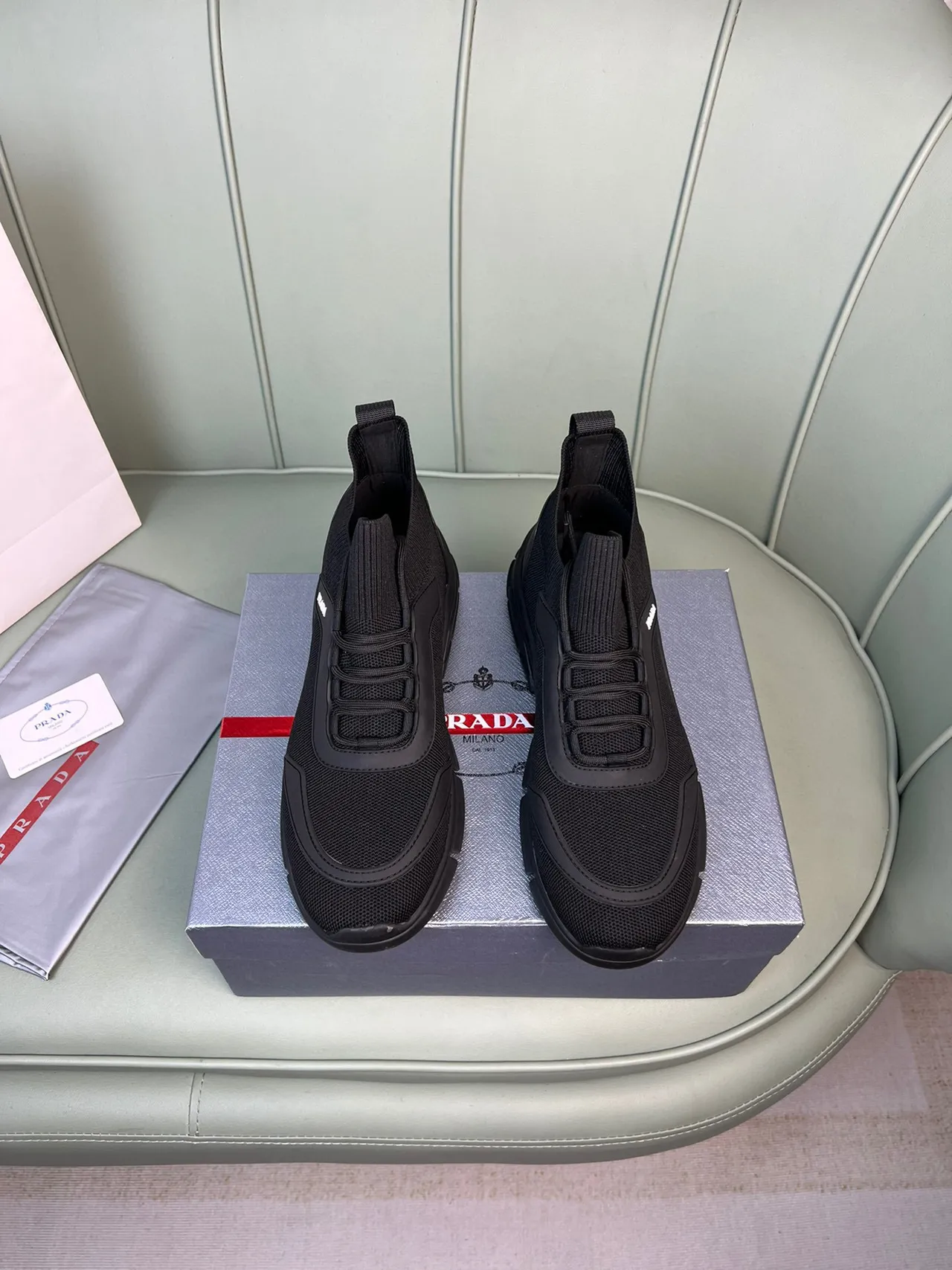 Prada Cloudbust Black Knit Sock-Fit Lifestyle Sneaker 8