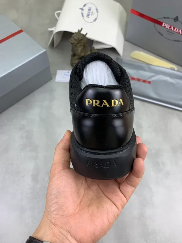 Prada Cloudbust Black Mesh and Patent Leather Chunky Sneakers 3