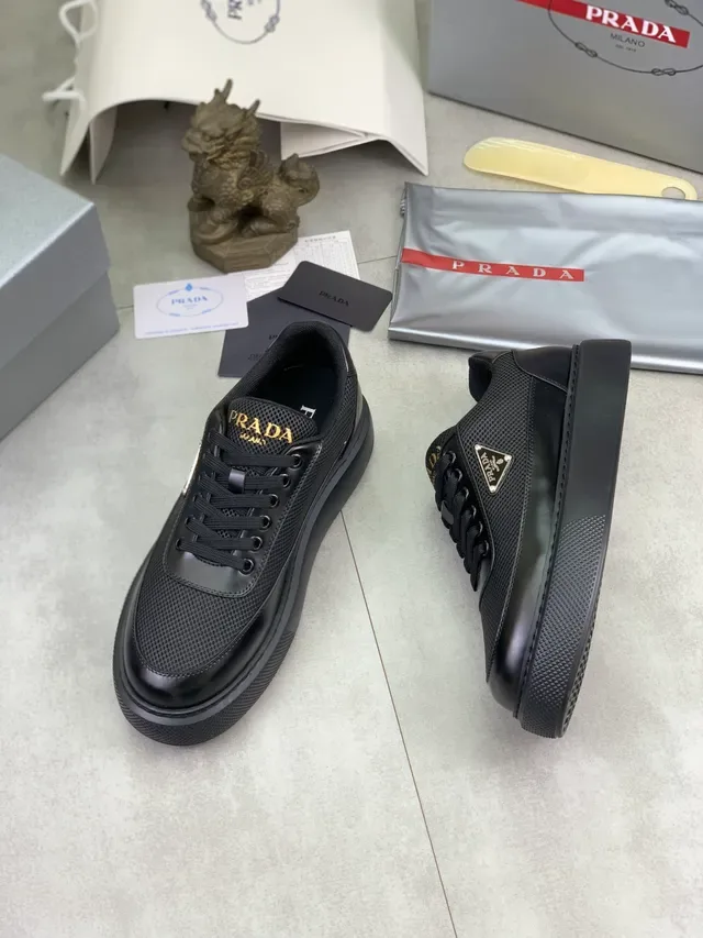 Prada Cloudbust Black Mesh and Patent Leather Chunky Sneakers 5