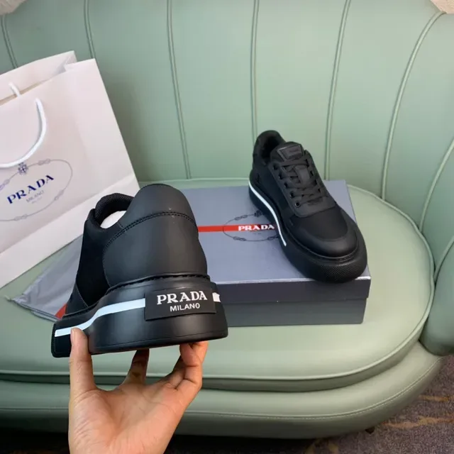 Prada Cloudbust Black Mixed-Material Platform Lifestyle Sneakers 4