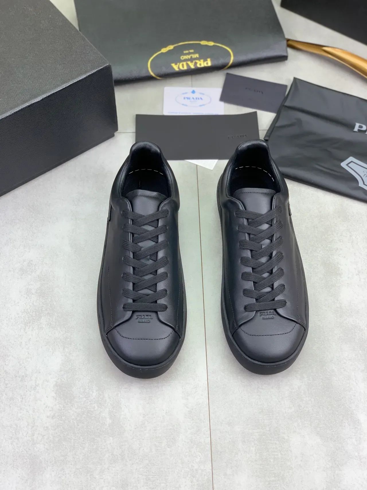 Prada Cloudbust Black Monochrome Smooth Leather Upper Lifestyle Sneakers 4
