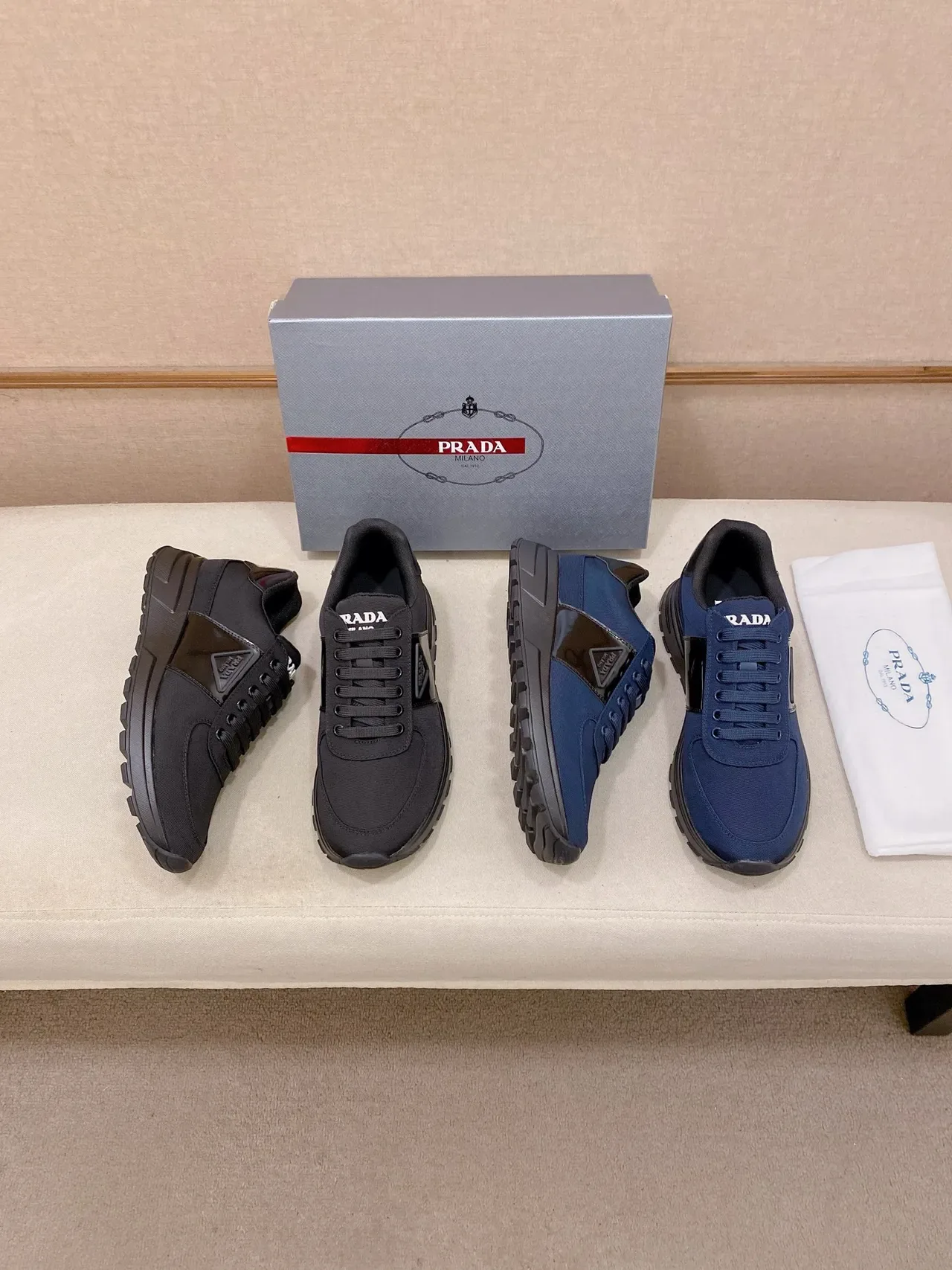 Prada Cloudbust Black Textile and Patent Lifestyle Sneakers 2