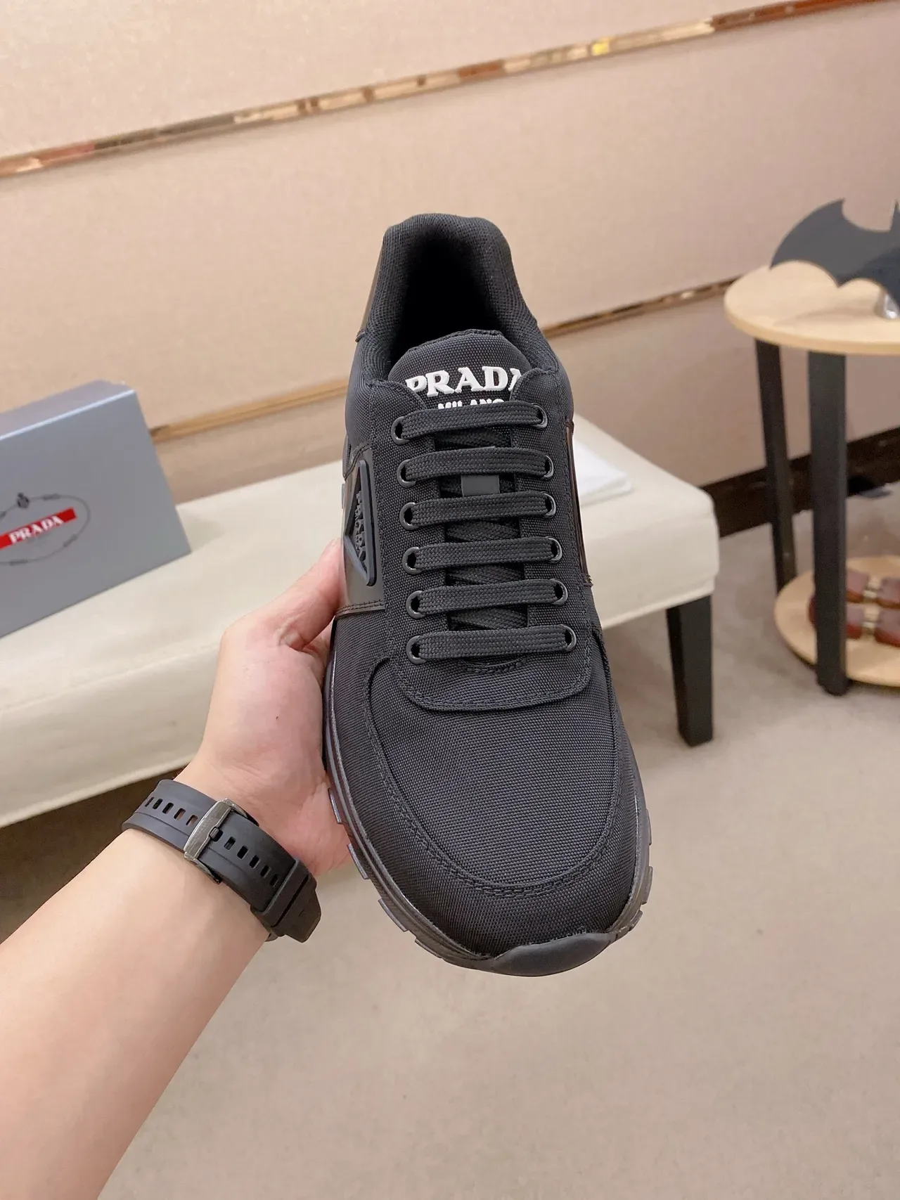 Prada Cloudbust Black Textile and Patent Lifestyle Sneakers 6