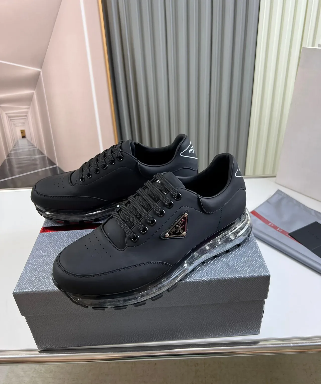 Prada Cloudbust Black Transparent Sole Lifestyle Sneaker 8