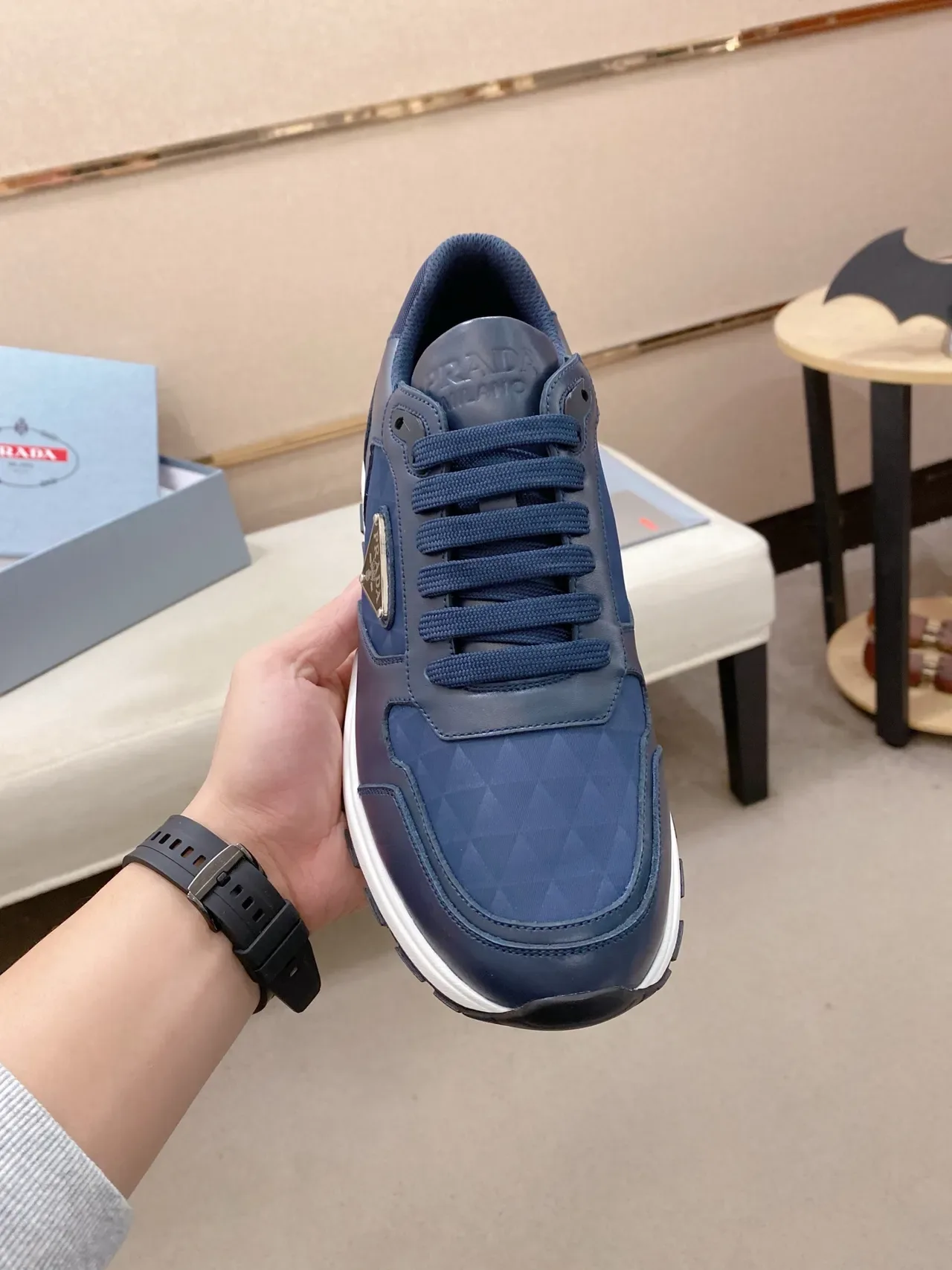 Prada Cloudbust Navy Leather Lifestyle Sneakers 5