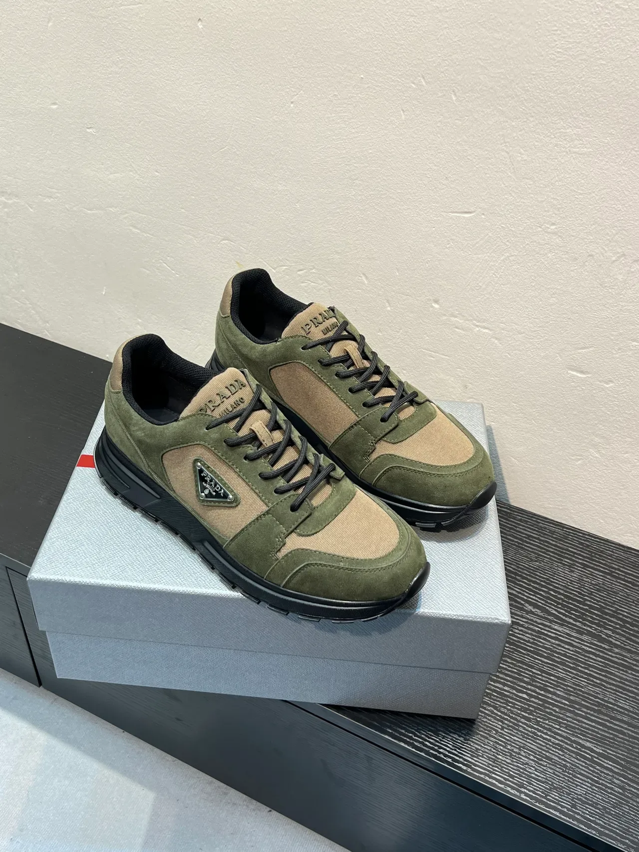 Prada Cloudbust Olive Green and Beige Lifestyle Sneakers 5