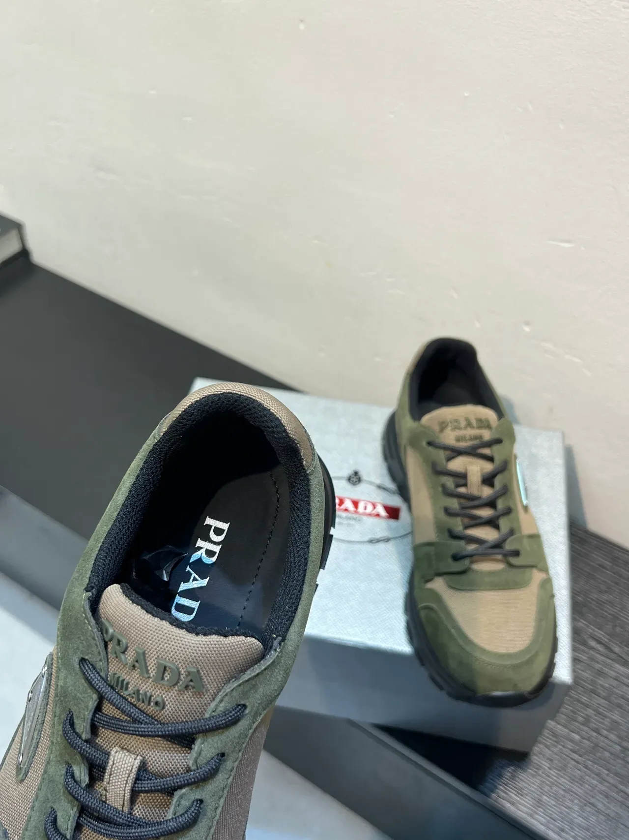 Prada Cloudbust Olive Green and Beige Lifestyle Sneakers 7
