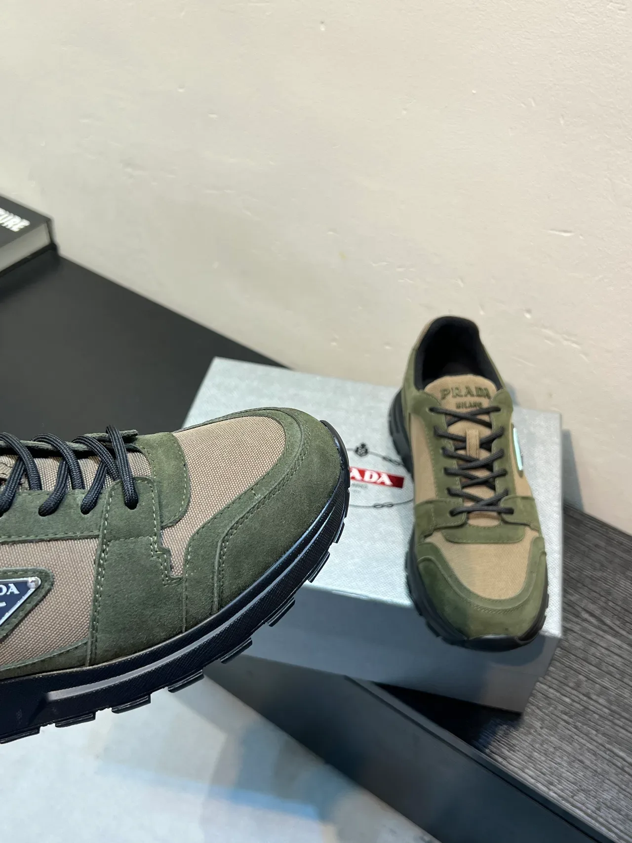 Prada Cloudbust Olive Green and Beige Lifestyle Sneakers 8
