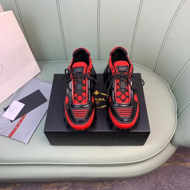 Prada Cloudbust Red and Black Chunky Sneakers 9