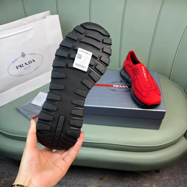 Prada Cloudbust Red Knit Slip-On Lifestyle Sneakers 2