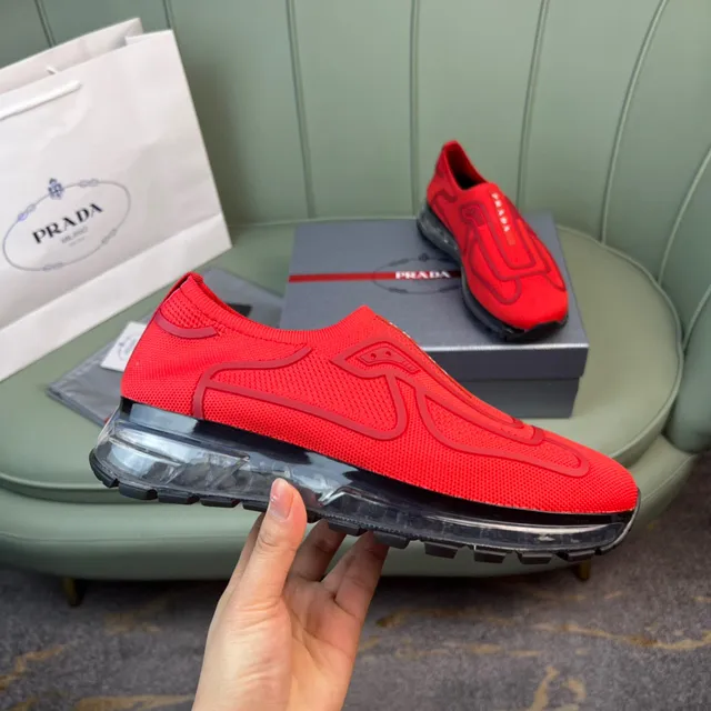Prada Cloudbust Red Knit Slip-On Lifestyle Sneakers 5