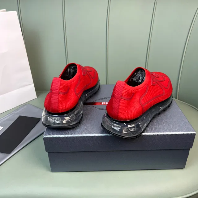 Prada Cloudbust Red Knit Slip-On Lifestyle Sneakers 7