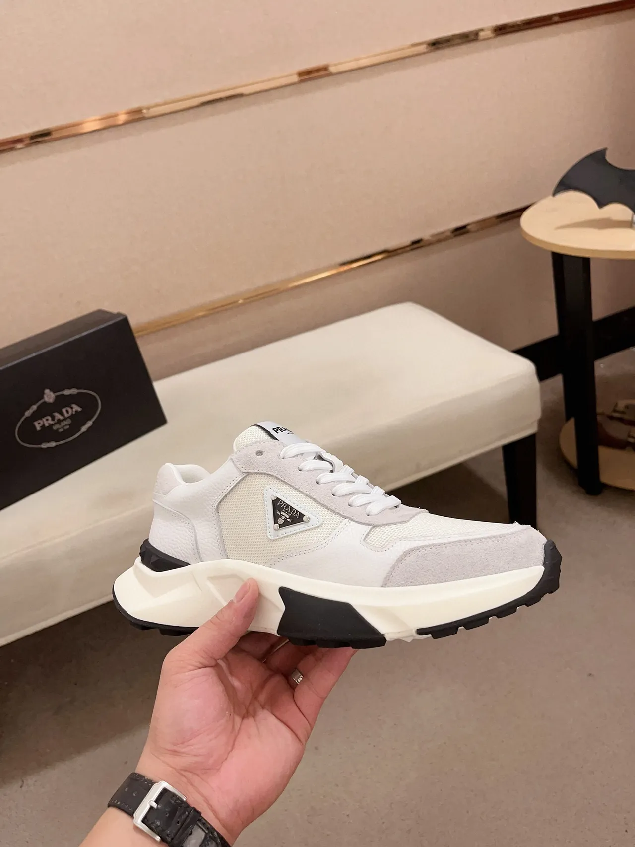 Prada Cloudbust White and Black Lifestyle Sneakers 4
