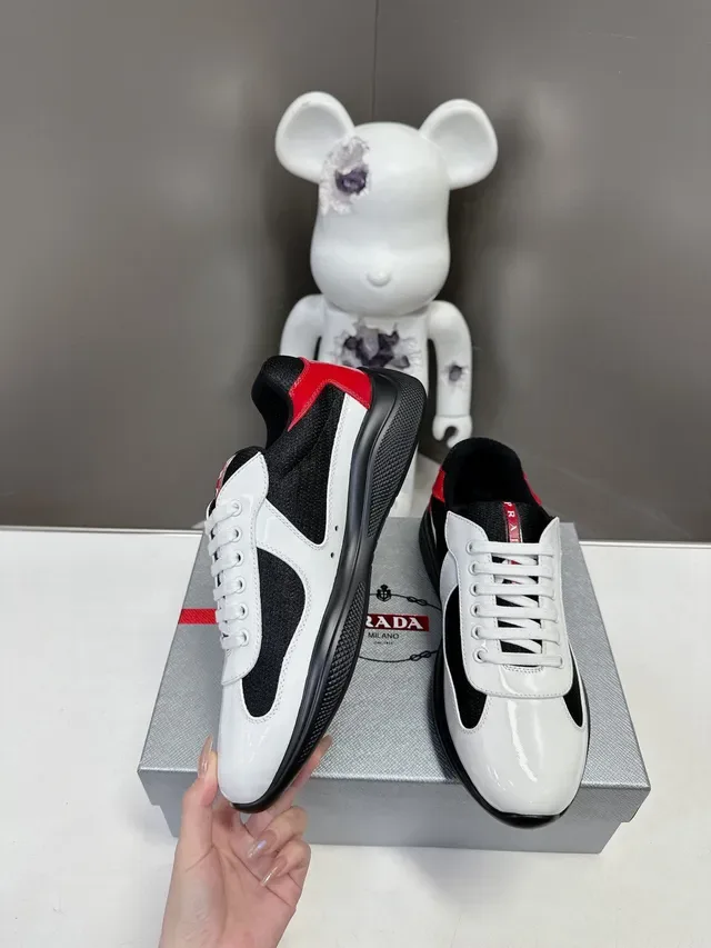 Prada Cloudbust White and Black Patent Leather Lifestyle Sneakers 5