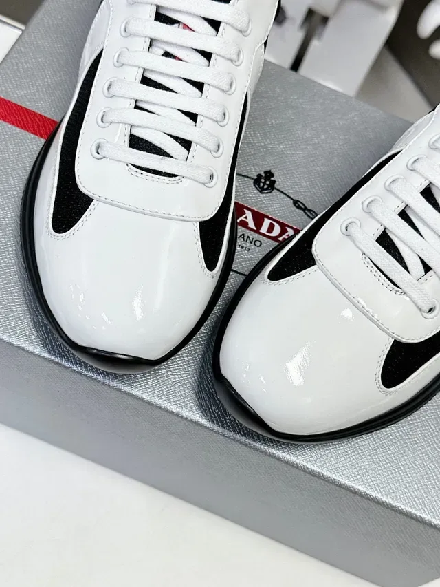 Prada Cloudbust White and Black Patent Leather Lifestyle Sneakers 6
