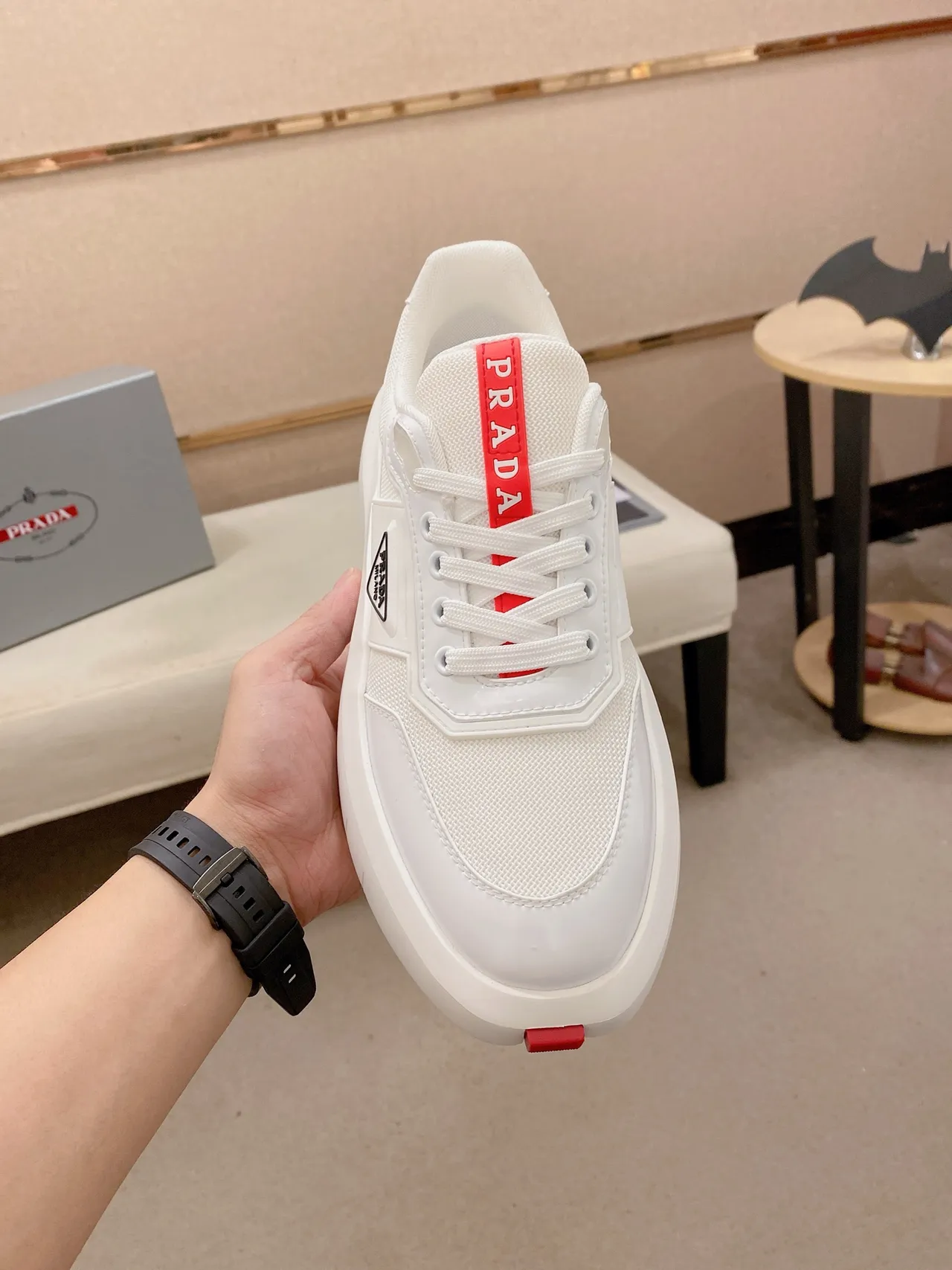 Prada Cloudbust White and Red Lifestyle Sneakers 5