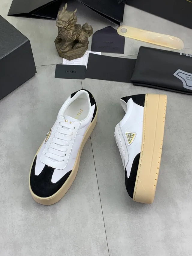 Prada Cloudbust White Black Beige Lifestyle Sneakers 5