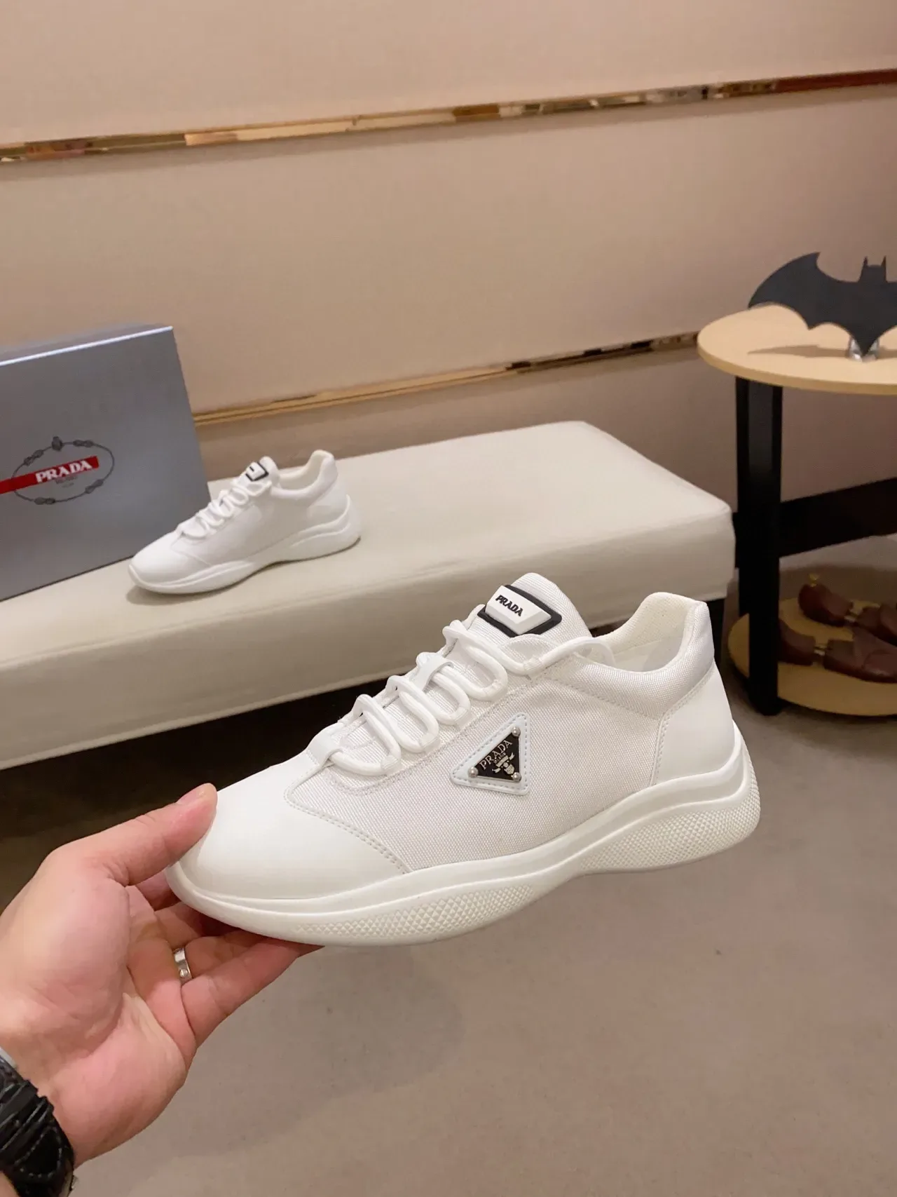 Prada Cloudbust White Black Low-Top Textile-Leather Hybrid Sneakers 3