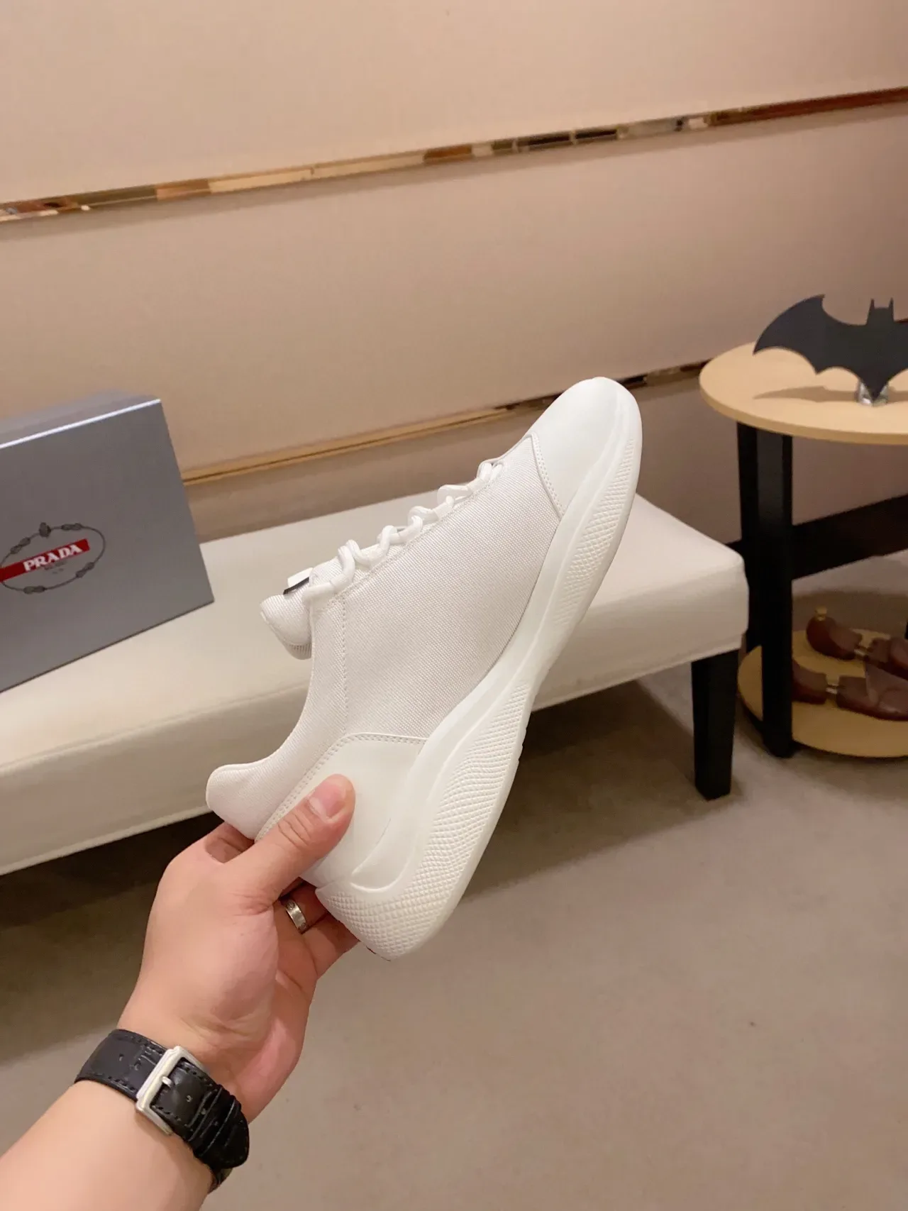 Prada Cloudbust White Black Low-Top Textile-Leather Hybrid Sneakers 5