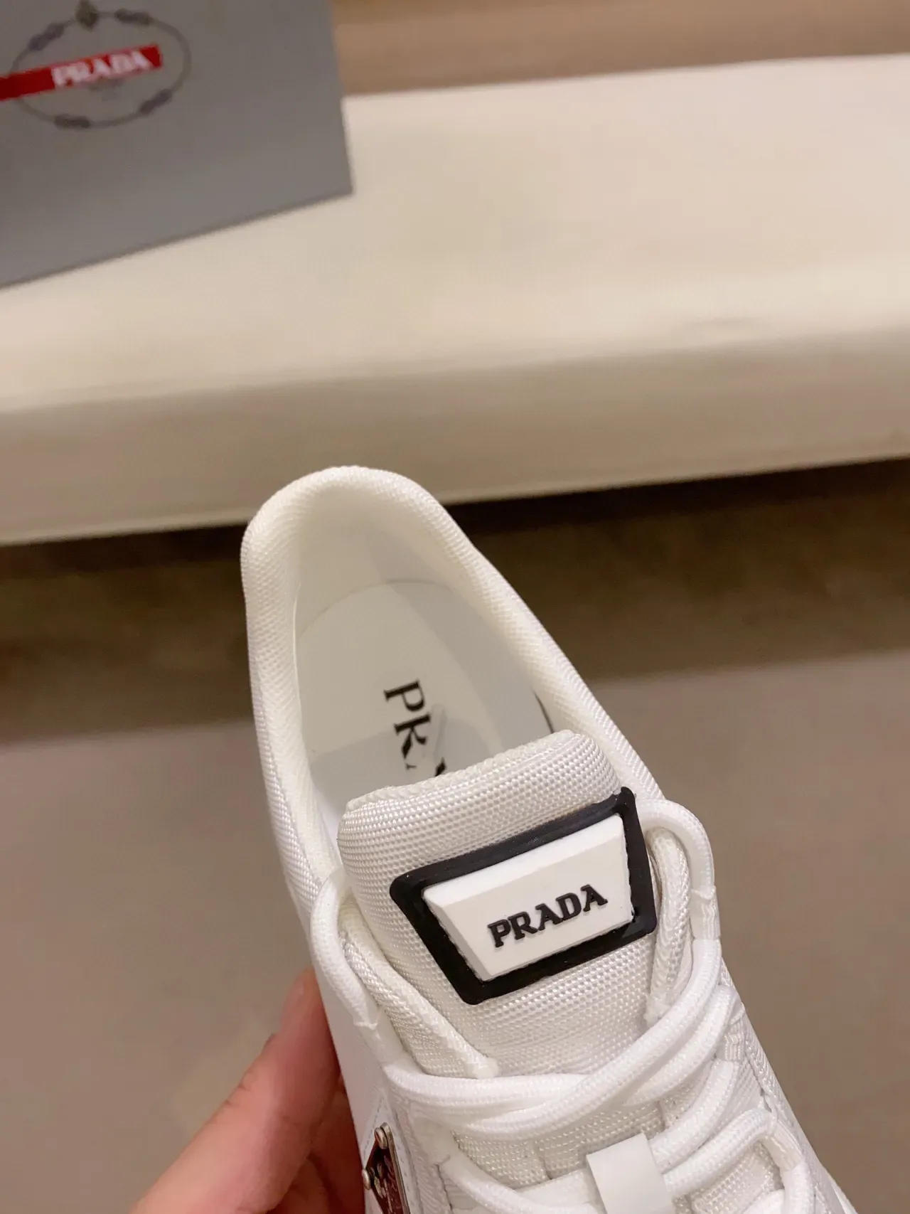 Prada Cloudbust White Black Low-Top Textile-Leather Hybrid Sneakers 6