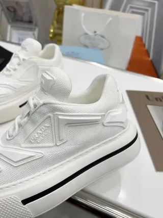 Prada Cloudbust White Black Sculpted Geometric Overlays Thick Platform Sole Lifestyle Sneakers 2