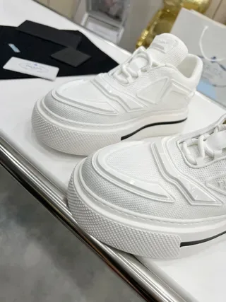 Prada Cloudbust White Black Sculpted Geometric Overlays Thick Platform Sole Lifestyle Sneakers 6