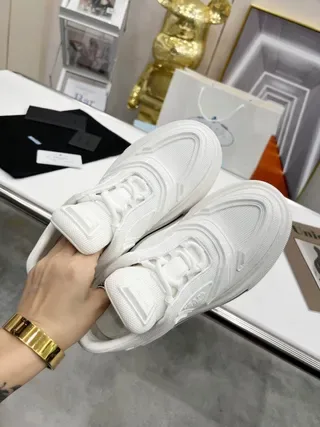Prada Cloudbust White Black Sculpted Geometric Overlays Thick Platform Sole Lifestyle Sneakers 7