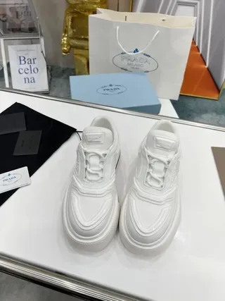 Prada Cloudbust White Black Sculpted Geometric Overlays Thick Platform Sole Lifestyle Sneakers 8