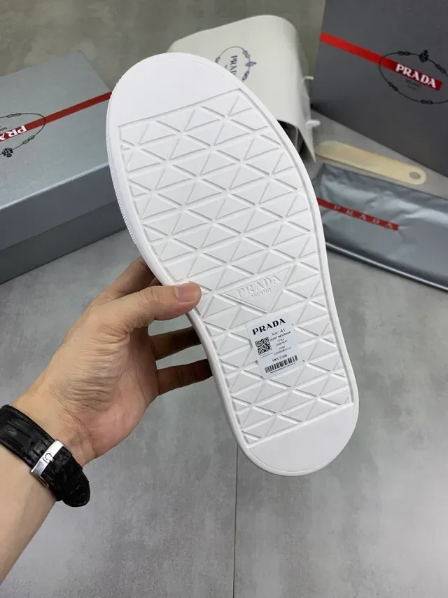 Prada Cloudbust White Gray Chunky Platform Sole Mesh-and-Leather Paneling Lifestyle Sneakers 2