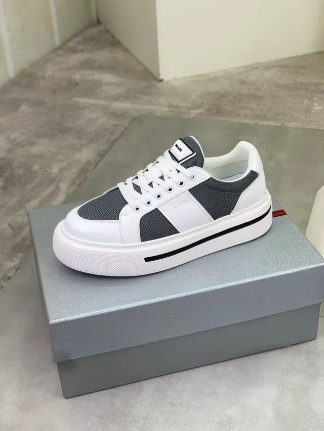 Prada Cloudbust White Gray Chunky Platform Sole Mesh-and-Leather Paneling Lifestyle Sneakers 4