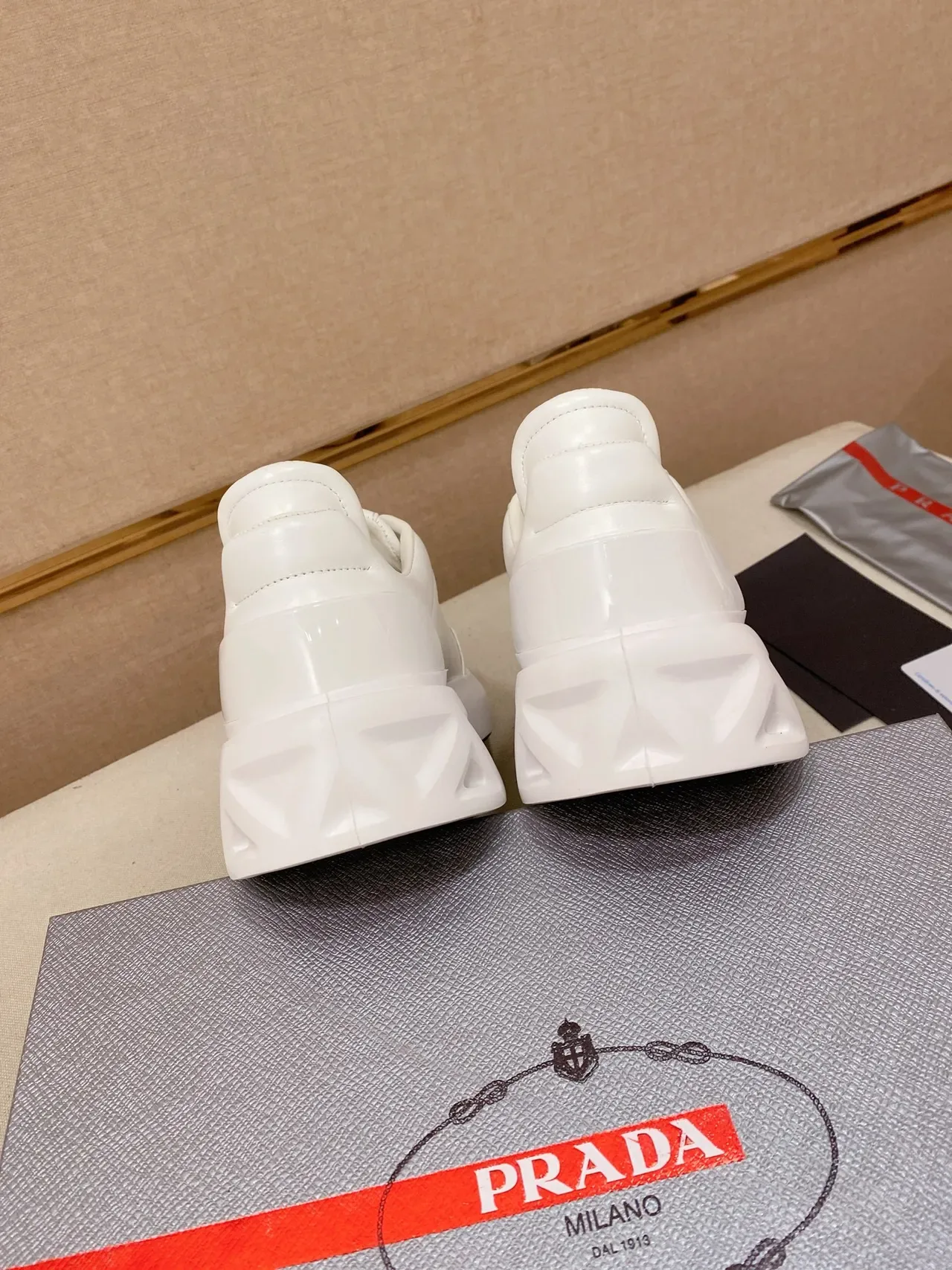 Prada Cloudbust White Leather Platform Chunky Sneakers 3
