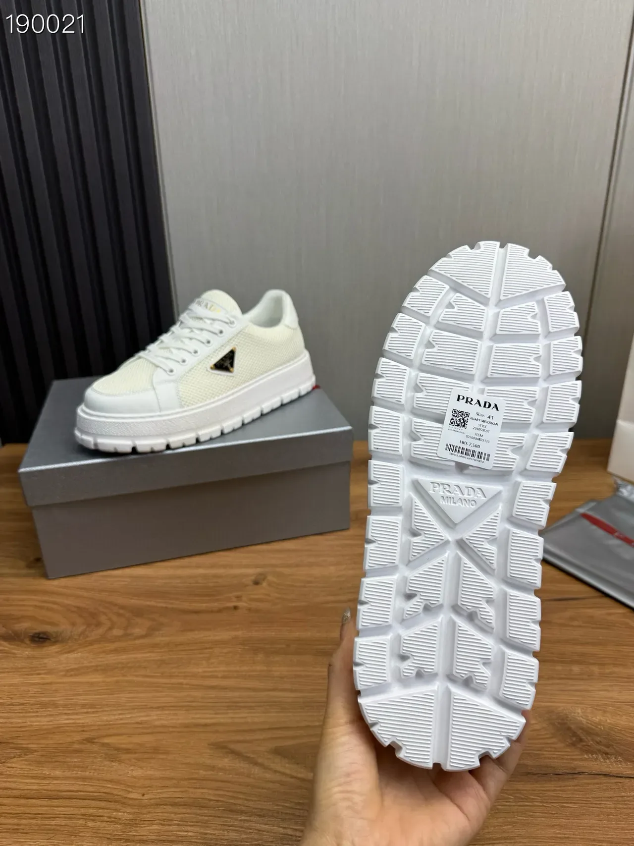 Prada Cloudbust White Mesh and Leather Lifestyle Sneakers 2