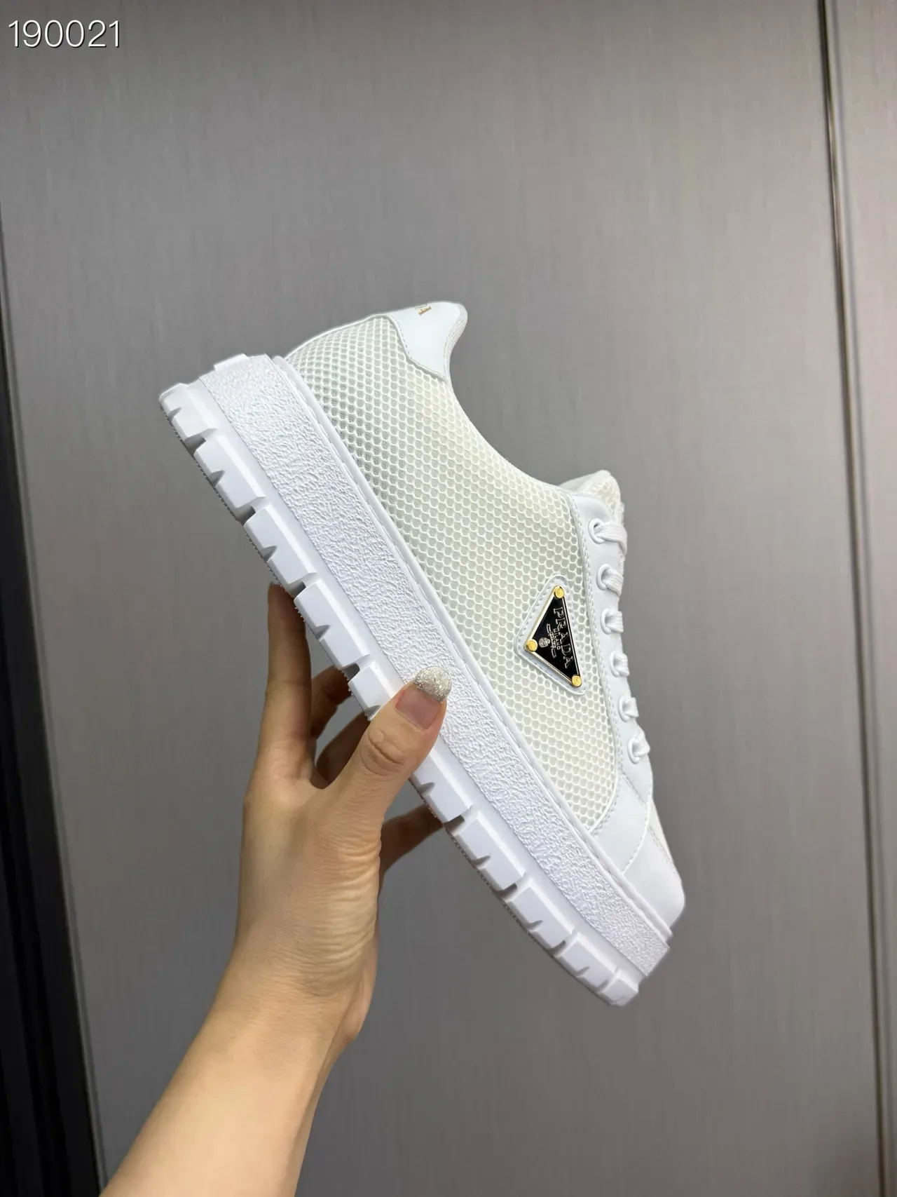 Prada Cloudbust White Mesh and Leather Lifestyle Sneakers 3