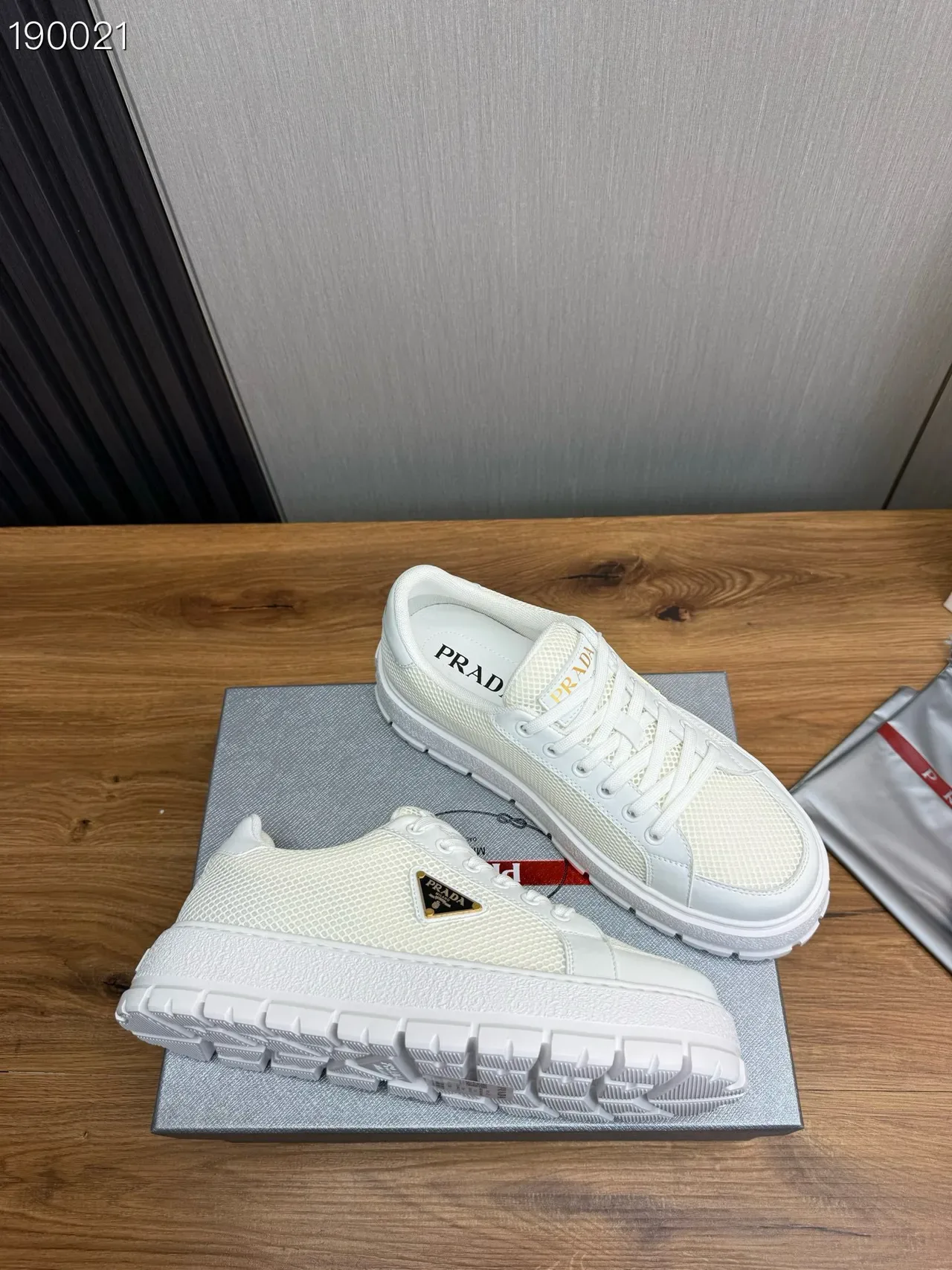 Prada Cloudbust White Mesh and Leather Lifestyle Sneakers 5