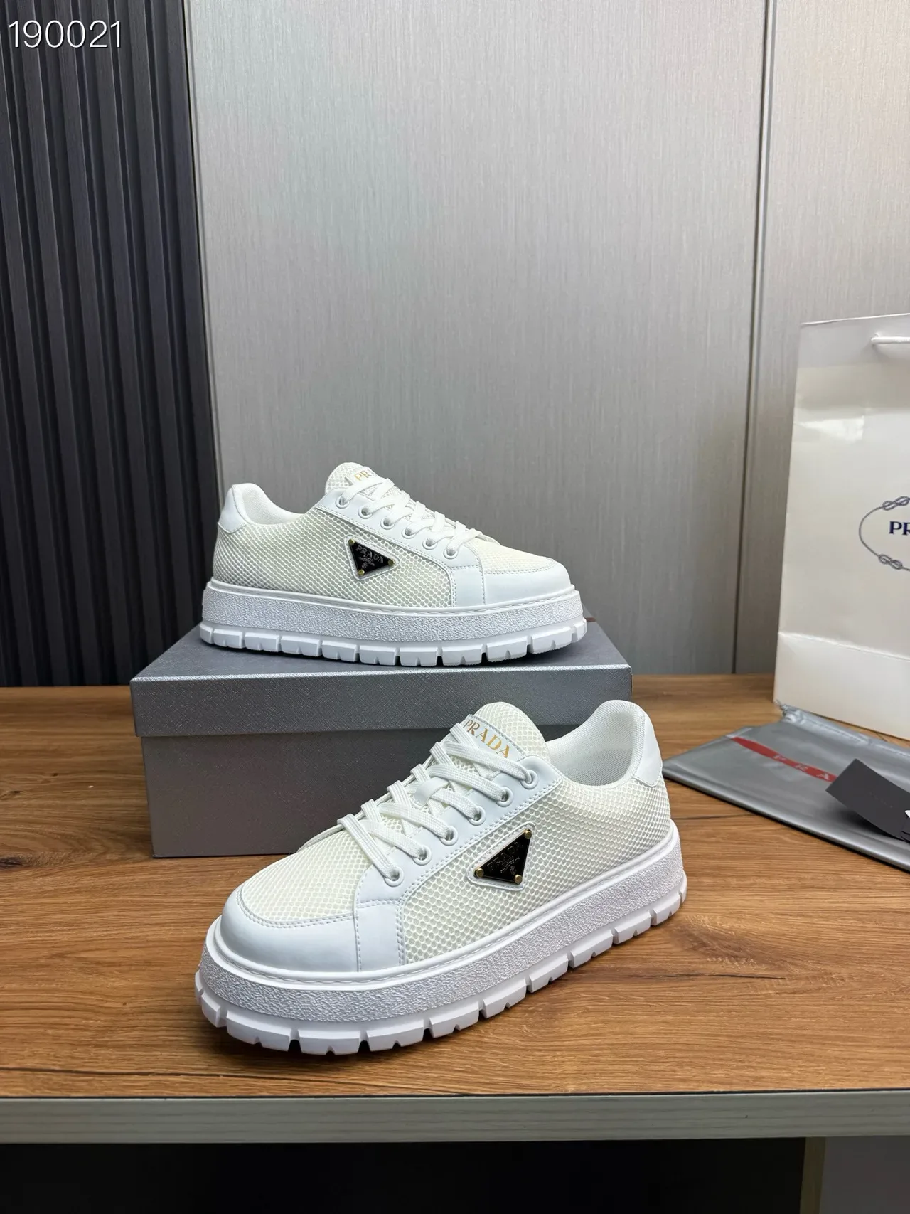 Prada Cloudbust White Mesh and Leather Lifestyle Sneakers 6