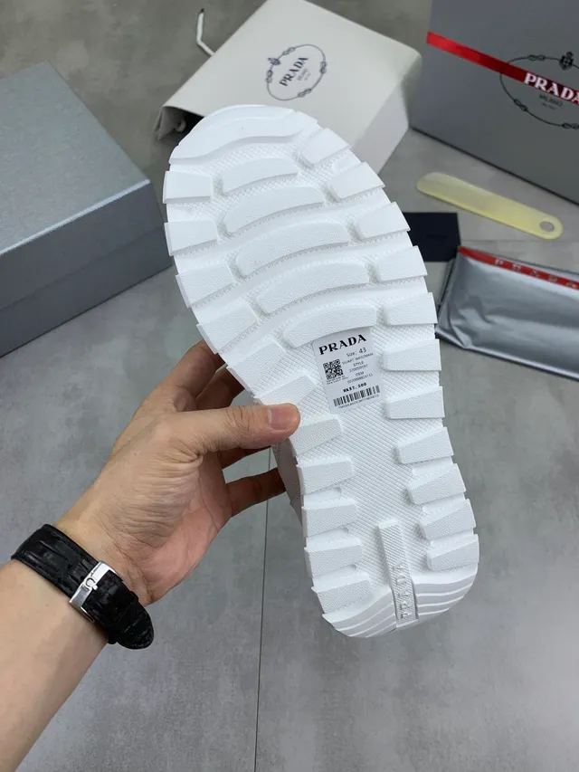 Prada Cloudbust White Mesh and Suede Slip-On Lifestyle Sneakers 2
