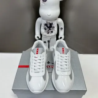 Prada Cloudbust White Patent and Silver Mesh Lifestyle Sneakers