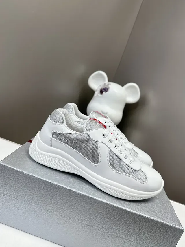 Prada Cloudbust White Patent and Silver Mesh Lifestyle Sneakers 2