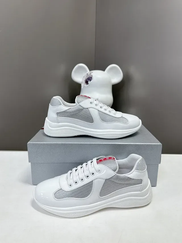 Prada Cloudbust White Patent and Silver Mesh Lifestyle Sneakers 4