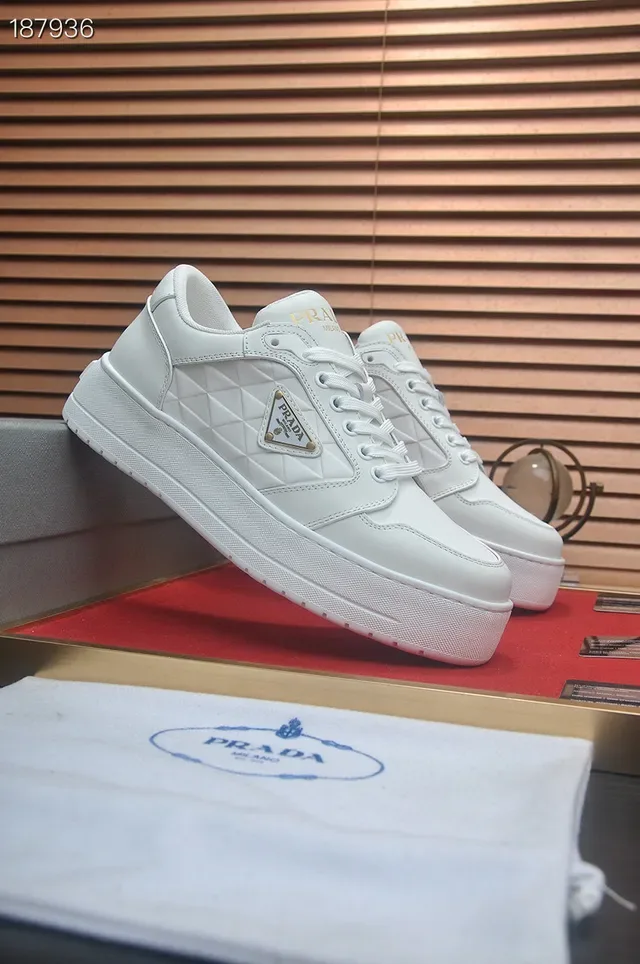 Prada Cloudbust White Quilted Platform Lifestyle Sneakers 4