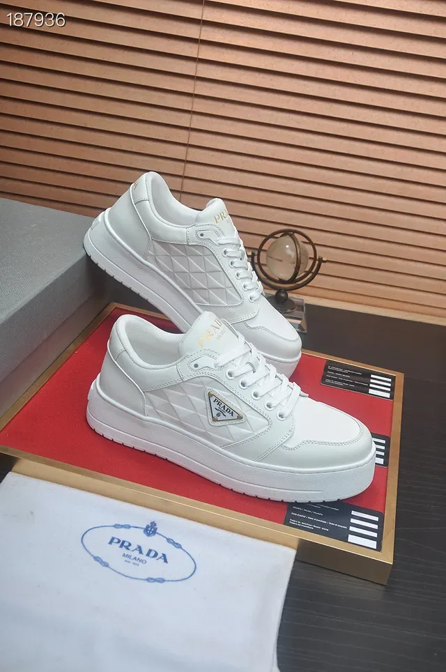 Prada Cloudbust White Quilted Platform Lifestyle Sneakers 6
