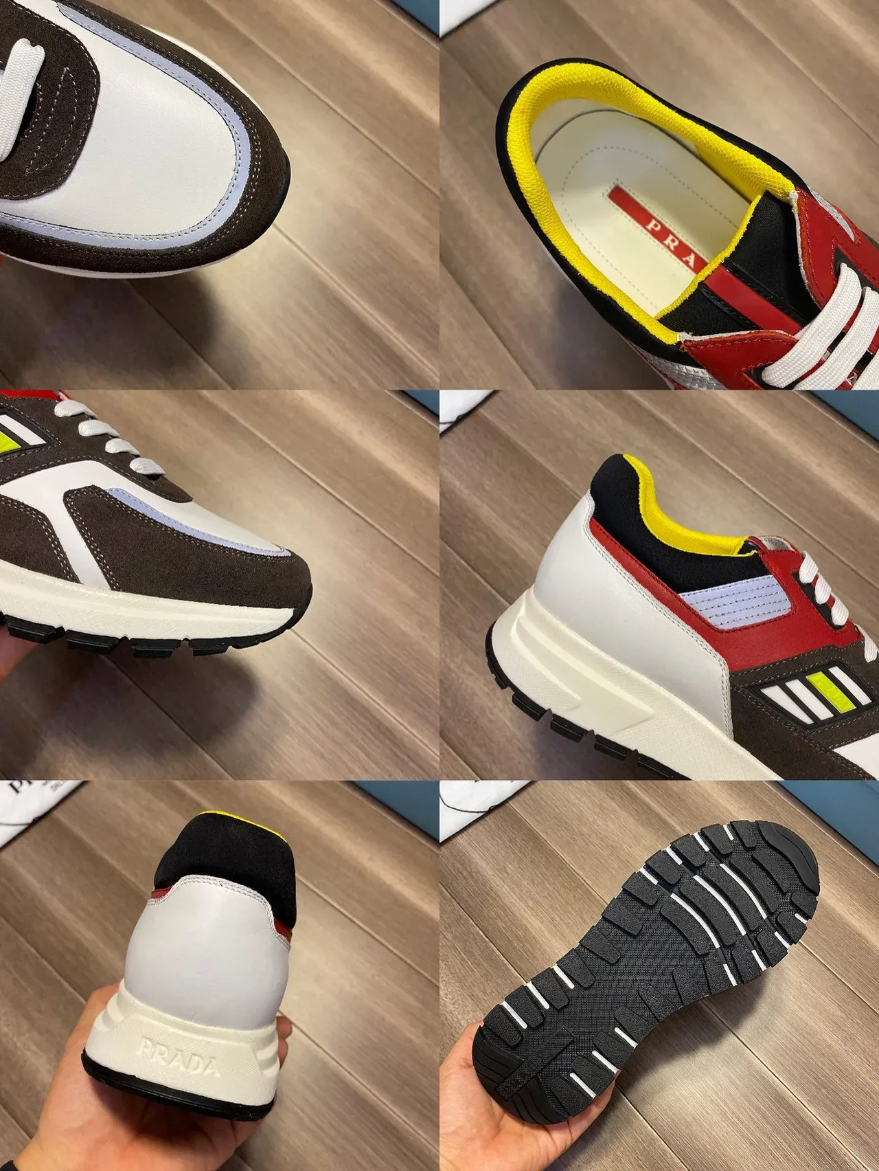 Prada Cloudbust White Red Multi-Panel Color-Blocked Upper Sculpted Chunky Midsole Lifestyle Sneakers 2