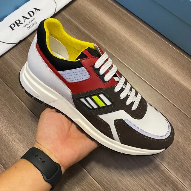 Prada Cloudbust White Red Multi-Panel Color-Blocked Upper Sculpted Chunky Midsole Lifestyle Sneakers 4