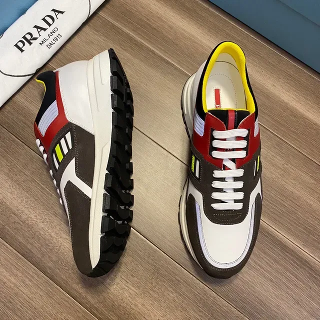 Prada Cloudbust White Red Multi-Panel Color-Blocked Upper Sculpted Chunky Midsole Lifestyle Sneakers 6