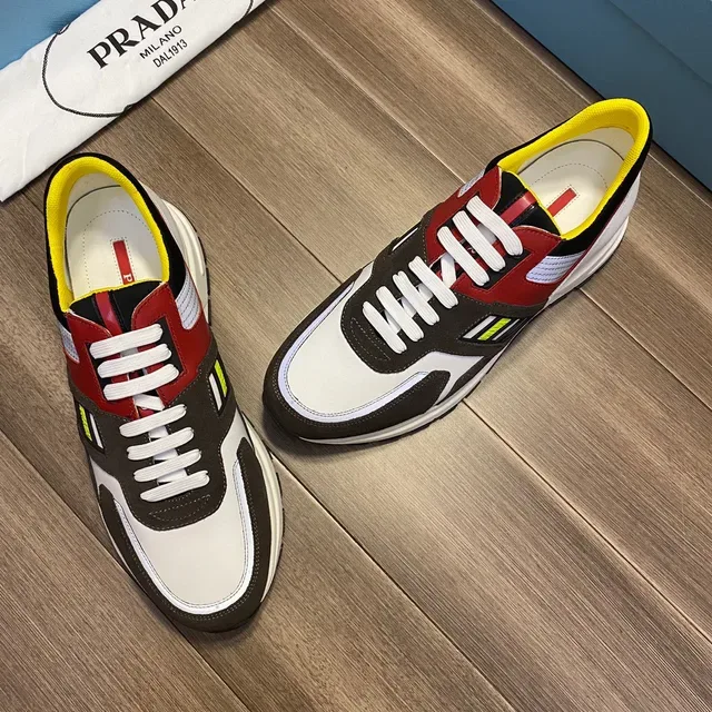 Prada Cloudbust White Red Multi-Panel Color-Blocked Upper Sculpted Chunky Midsole Lifestyle Sneakers 9