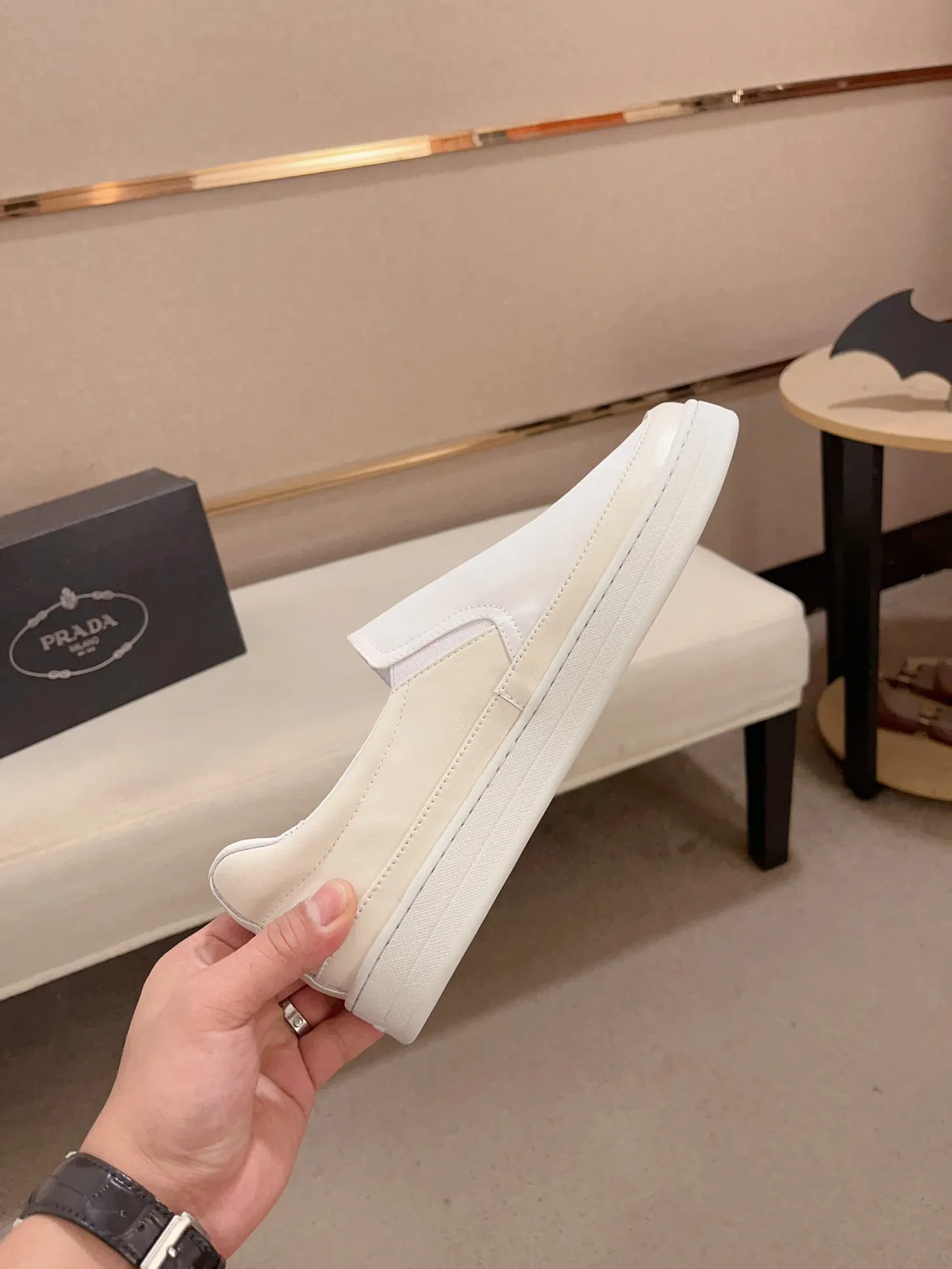 Prada Cloudbust White Slip-On Quilted Triangular Texture Loafer 5