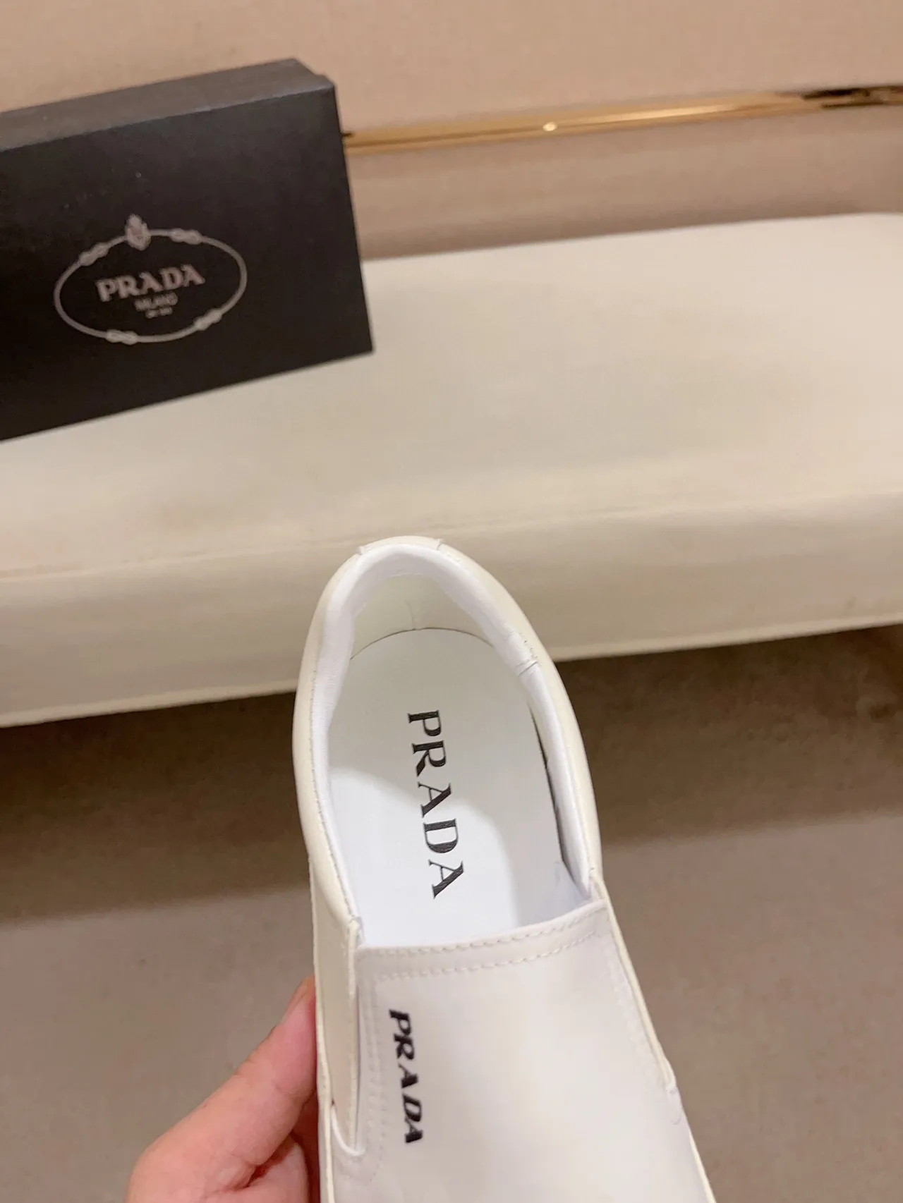 Prada Cloudbust White Slip-On Quilted Triangular Texture Loafer 6