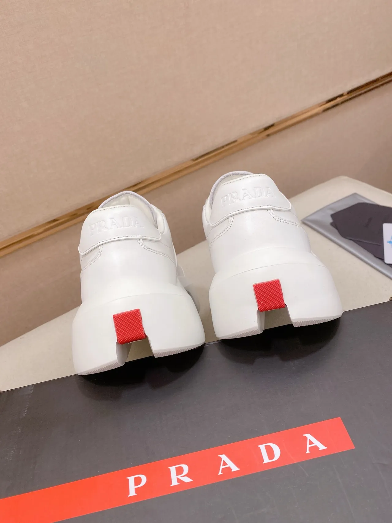 Prada Cloudbust White Smooth Leather Lifestyle Sneakers 3
