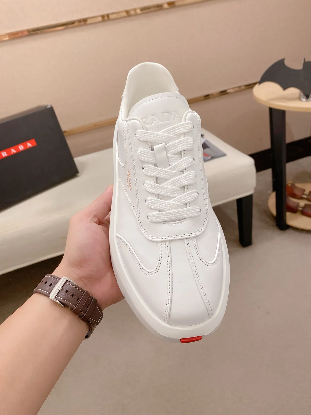 Prada Cloudbust White Smooth Leather Lifestyle Sneakers 5