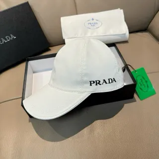 Prada Embroidered Logo Off-White Baseball Cap